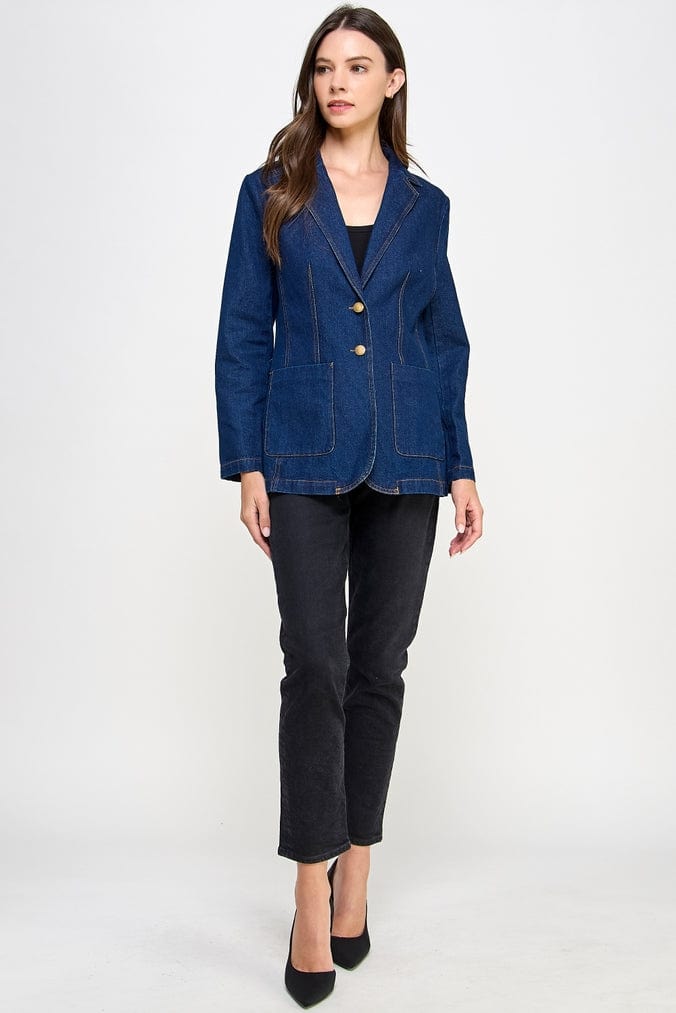 Ellison Ellison Slim Denim Blazer Blue - Little Miss Muffin Children & Home