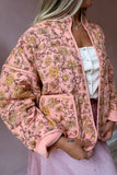 Rosa Clothing Contrast Color Floral Panelled Padded Jacket