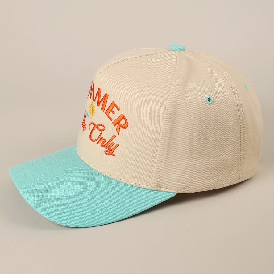Fashion City Summer Vibe Only Embroidered Two-Tone Trucker Hat, Mint - Little Miss Muffin Children & Home