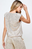 Ellison Sequins Sleeveless Top Champagne