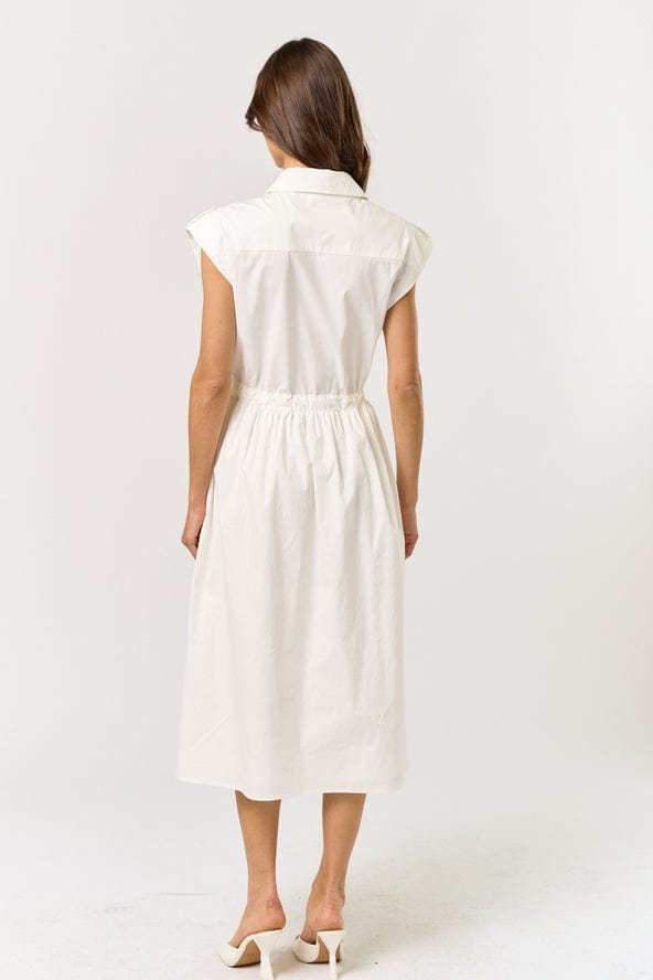 Lalavon Button-Down Belted Midi Dress with Lace Detail - Little Miss Muffin Children & Home