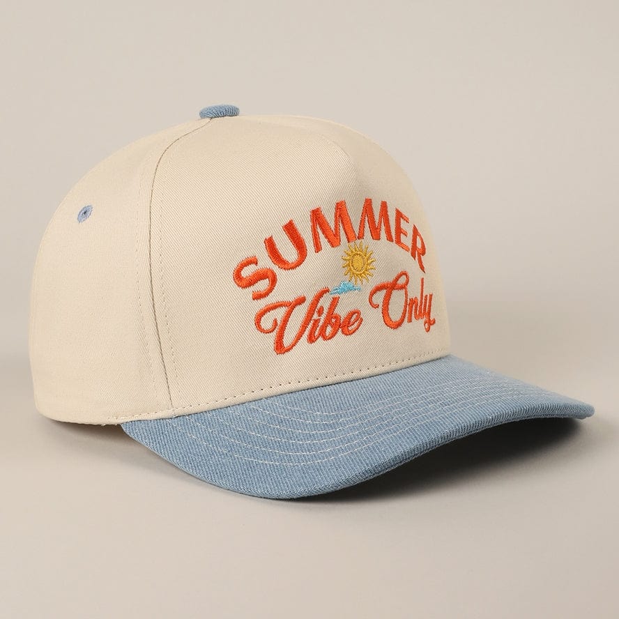 Fashion City Summer Vibe Only Embroidered Two-Tone Trucker Hat, Light Denim - Little Miss Muffin Children & Home