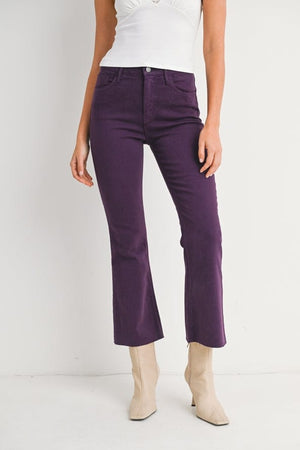 Just Black Denim High Rise Crop Flare in Purple