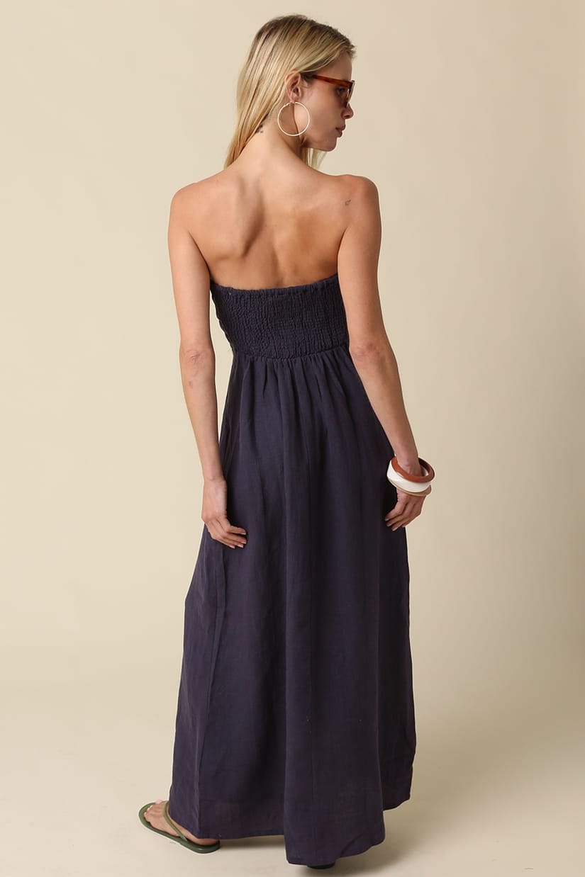 Irise Linen Maxi Dress in Navy