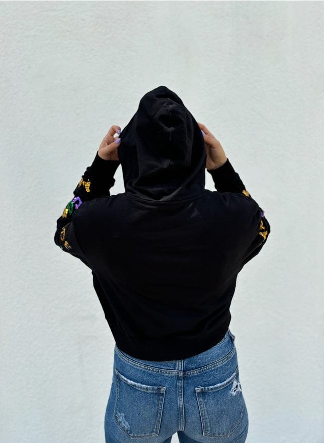 Mardi Gras Creations Mardi Gras Creations Mardi Explosion Crop Hoodie - Little Miss Muffin Children & Home