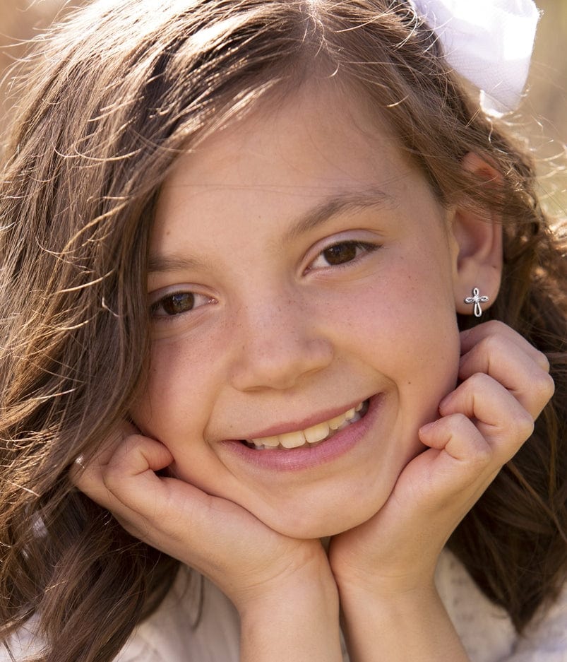 Cherished Moments Cherished Moments Sterling Silver Screw-Back Infinity Cross Earrings - Little Miss Muffin Children & Home