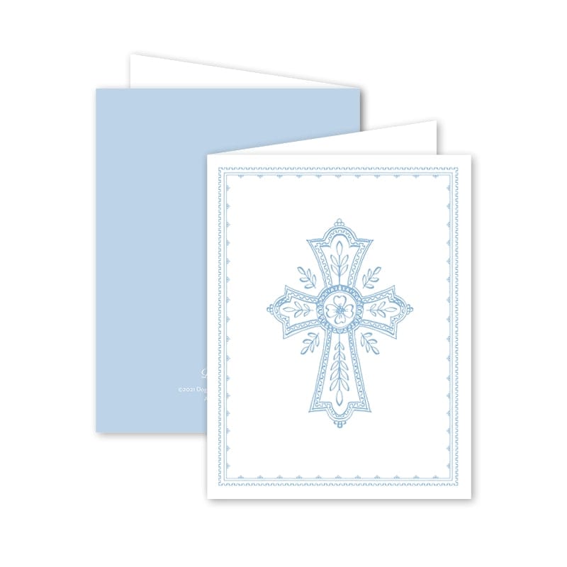 Dogwood Hill Dogwood Hill Neoclassic Cross Blue Card - Little Miss Muffin Children & Home