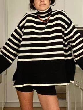 Rosa Clothing Rosa Clothing Slouchy Turtleneck Striped Knit Sweater - Little Miss Muffin Children & Home