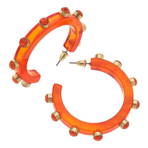 Canvas Style Canvas Style Renee Resin and Rhinestone Hoop Earrings - Little Miss Muffin Children & Home