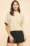 Pinch Mock Neck Short Sleeve Sweater