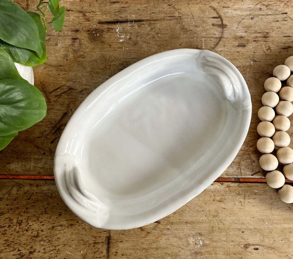 Coastal Clay Co Oval Bowl Summer Appetizer Platter Serving Bowl