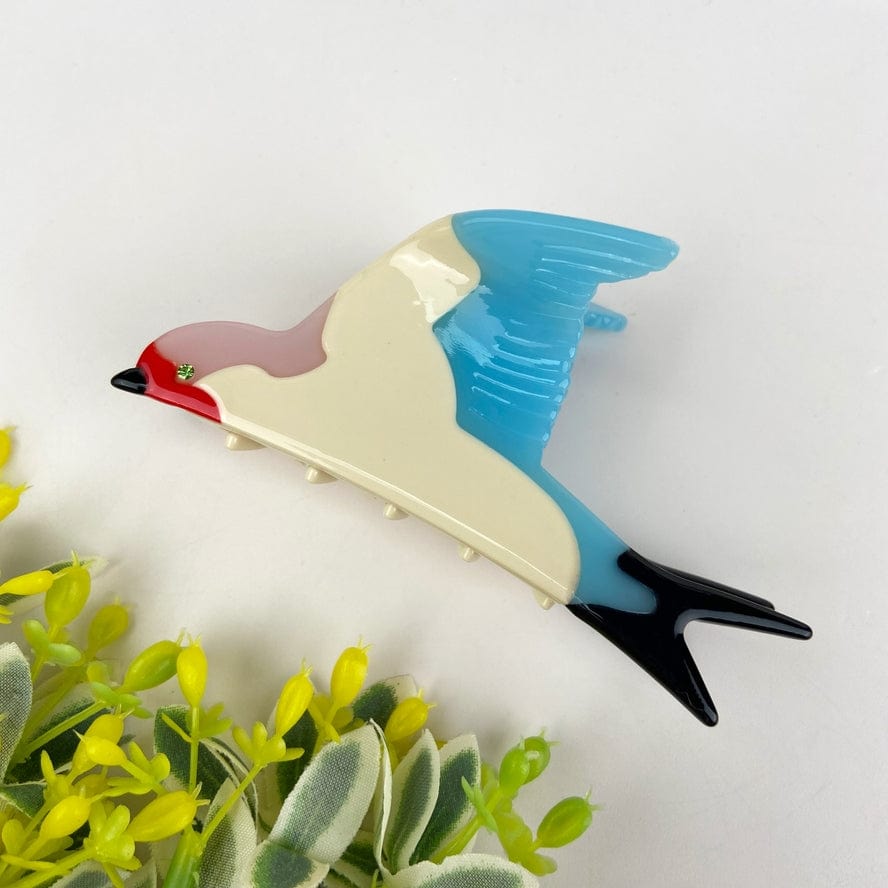 The Diva Soap Acetate Swallow Hair Claw Clip Animal Bird in Blue - Little Miss Muffin Children & Home