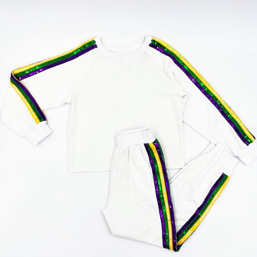 Blended Spirit Blended Spirit Youth Mardi Gras Sequin Stripe Jogger Set - Little Miss Muffin Children & Home