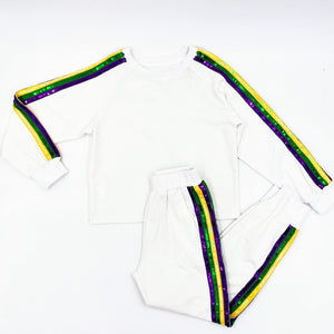 Blended Spirit Youth Mardi Gras Sequin Stripe Jogger Set