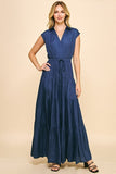 Pinch Sleeveless Tiered Maxi Dress in Dusty Navy