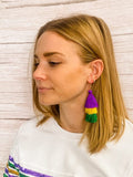 Mardi Gras Creations Purple, Green & Gold Tassel Earrings