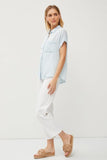 Be Cool Be Cool Chambray Rolled Short Sleeve Button Up Top - Little Miss Muffin Children & Home