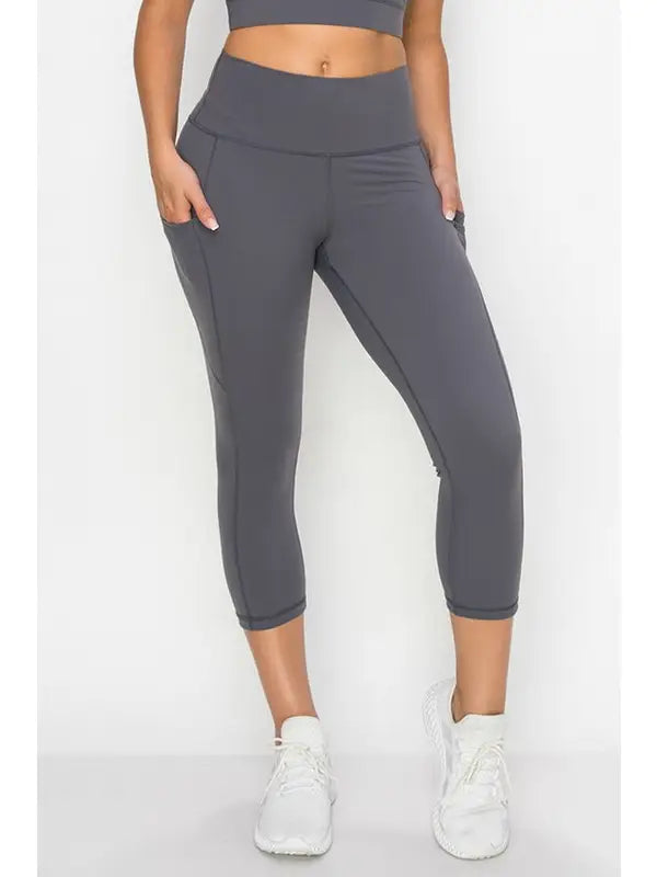 Super Soft Capri Leggings with Pockets in Charcoal