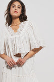 Flowing Hollow Laced Blouse in White