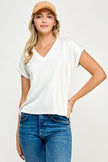 Ellison Ellison V-Neck Tee in Off White - Little Miss Muffin Children & Home