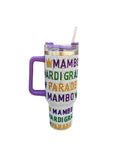 Mardi Gras Creations Rhinestone Tumbler