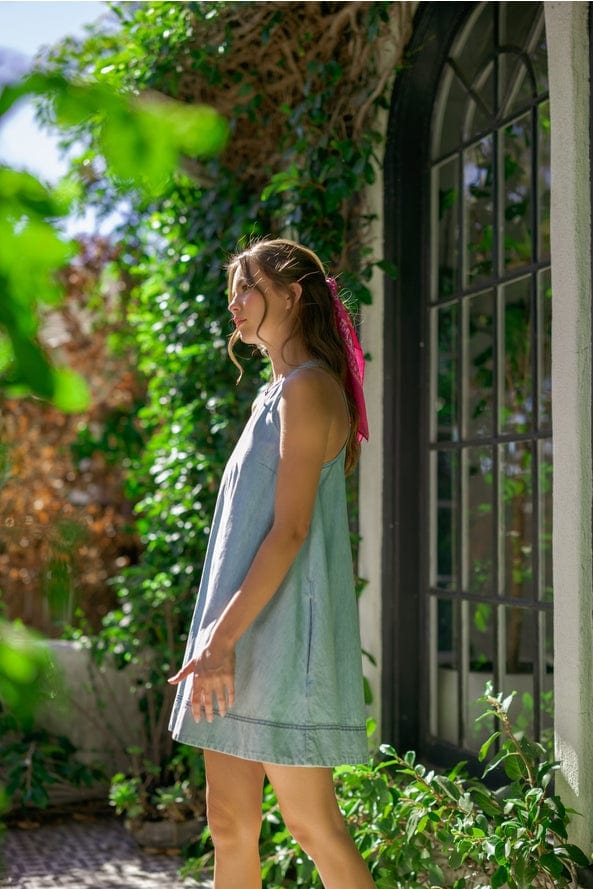 Miou Muse Sleeveless A-Line Denim Dress - Little Miss Muffin Children & Home