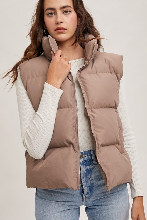 Bluivy Bluivy Zipper Front Puffer Vest, Mushroom - Little Miss Muffin Children & Home