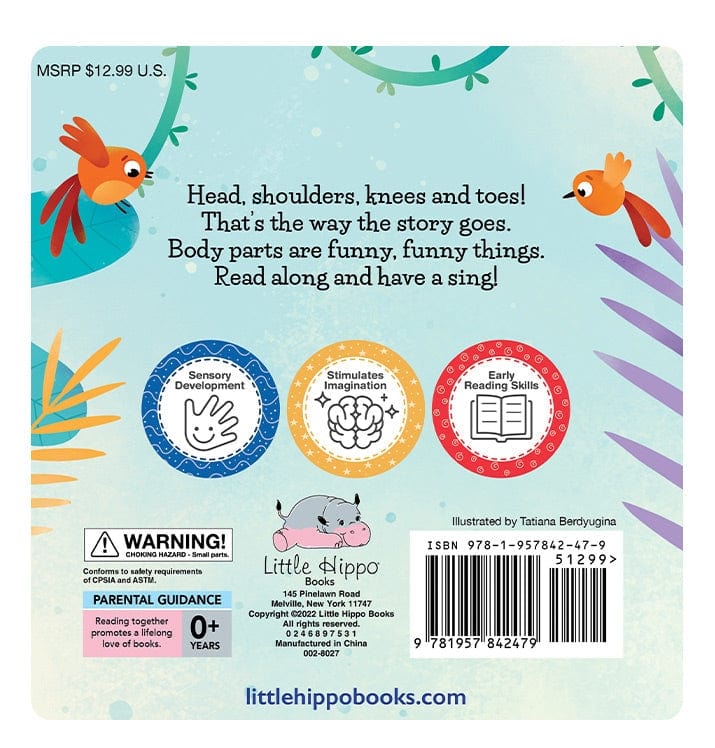 Little Hippo Books Head, Shoulders, Knees and Toes -Children's Sensory Board Book - Little Miss Muffin Children & Home