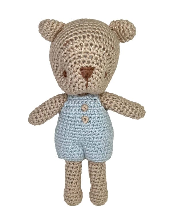 Blue Bear Bamboo Crochet 5" Rattle