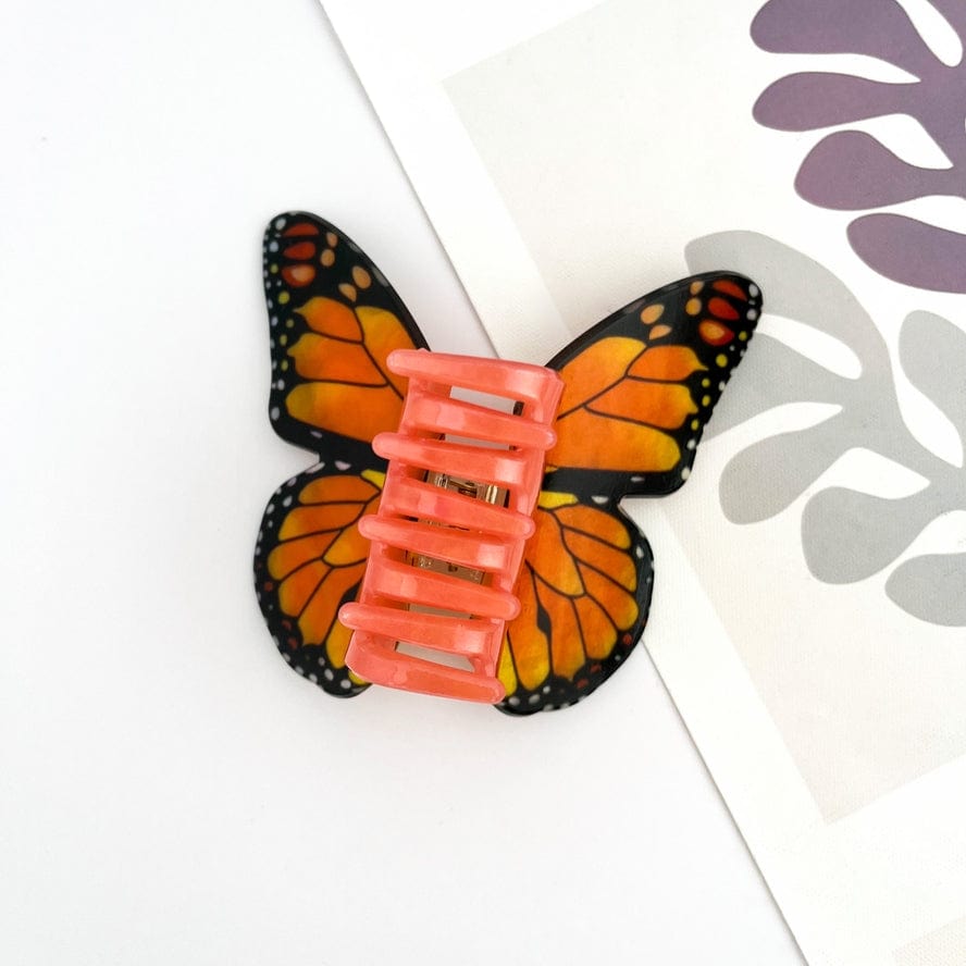 The Diva Soap Acetate Large Butterfly Hair Clip Animal Claw Clip in Orange - Little Miss Muffin Children & Home