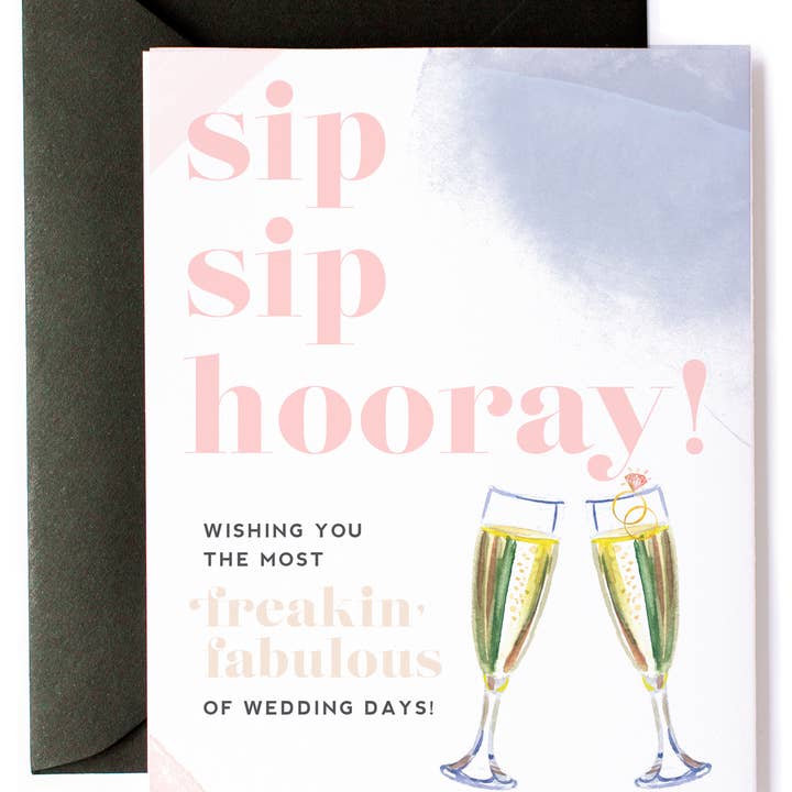 Kitty Meow Boutique Sip Sip Hooray Freakin Fabulous Wedding Greeting Card - Little Miss Muffin Children & Home