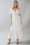 Floral Lace Trim Maxi Dress, Ivory