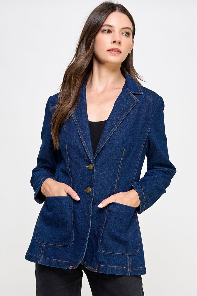Ellison Ellison Slim Denim Blazer Blue - Little Miss Muffin Children & Home