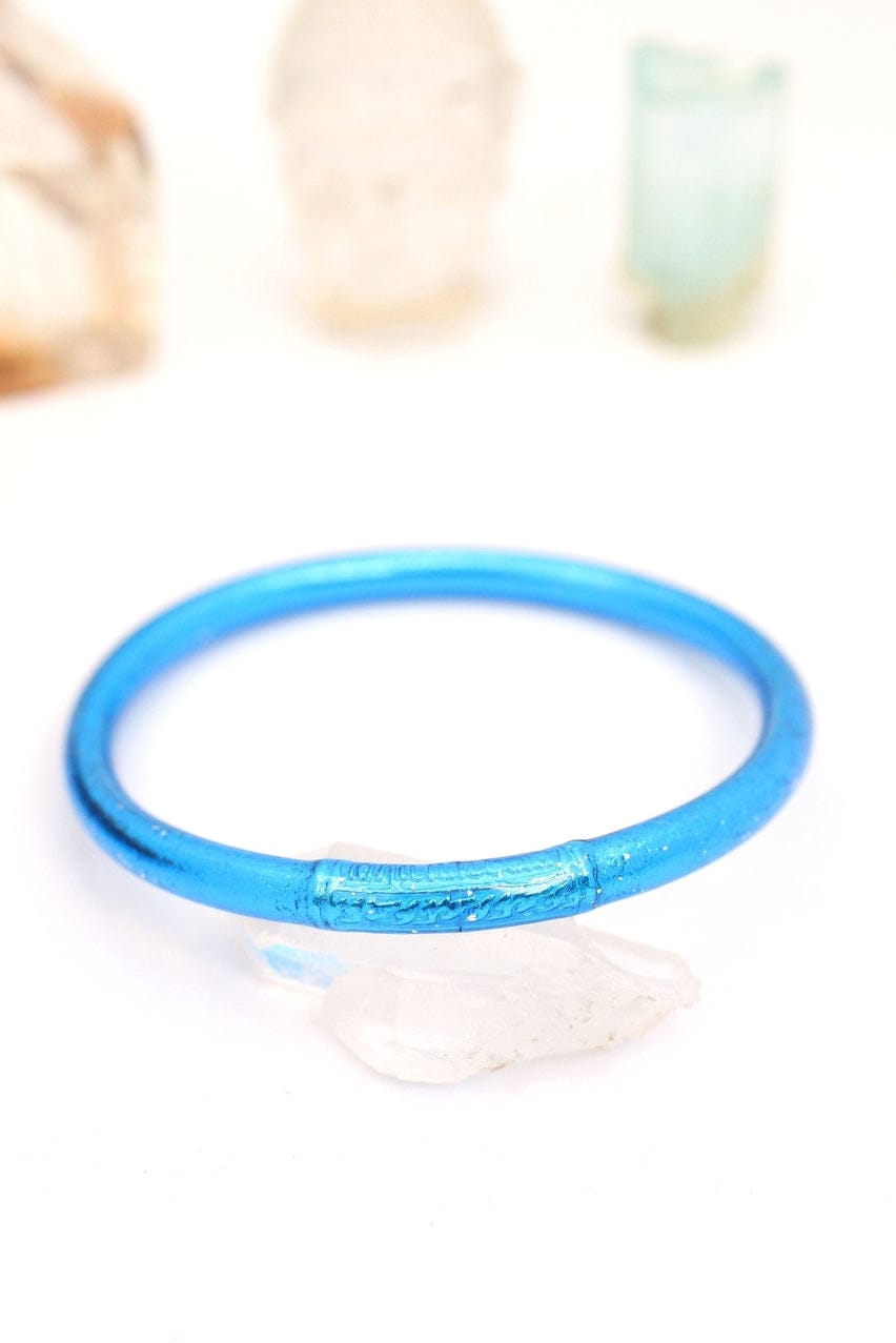 Single Rainbow Thai Buddhist Temple Bracelet, Mantra Bangle, True Blue