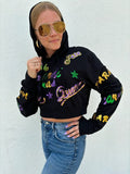 Mardi Gras Creations Mardi Explosion Crop Hoodie