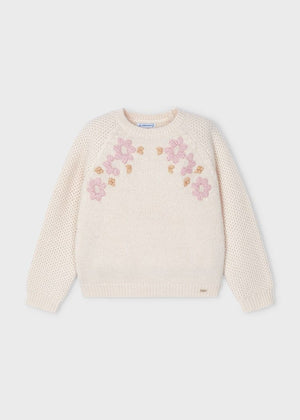 Mayoral Usa Inc Mayoral Girls Embroidered Flowers Sweater with Scallop Trim - Little Miss Muffin Children & Home