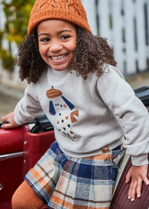 Mayoral Usa Inc Mayoral Embroidered Sweatshirt in Heather Stone for Girls - Little Miss Muffin Children & Home