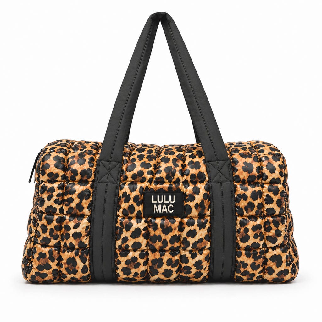 Lulu Mac Leopard Metallic Puffer Duffle Bag