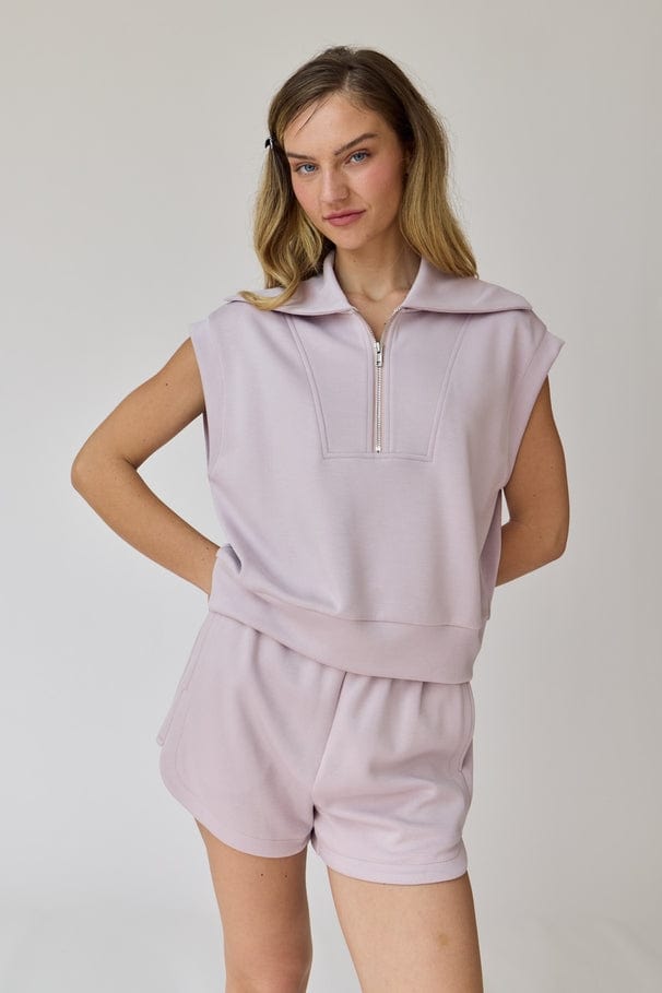 Papermoon Papermoon Blake Half Zip Sleeveless Sweatshirt & Shorts Set in Lilac - Little Miss Muffin Children & Home