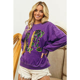 Ive Sequin Mardi Gras Boots with Fringe Trim Pullover in Vintage Violet