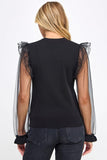 Ellison Ruffled Sheer Sleeve Top