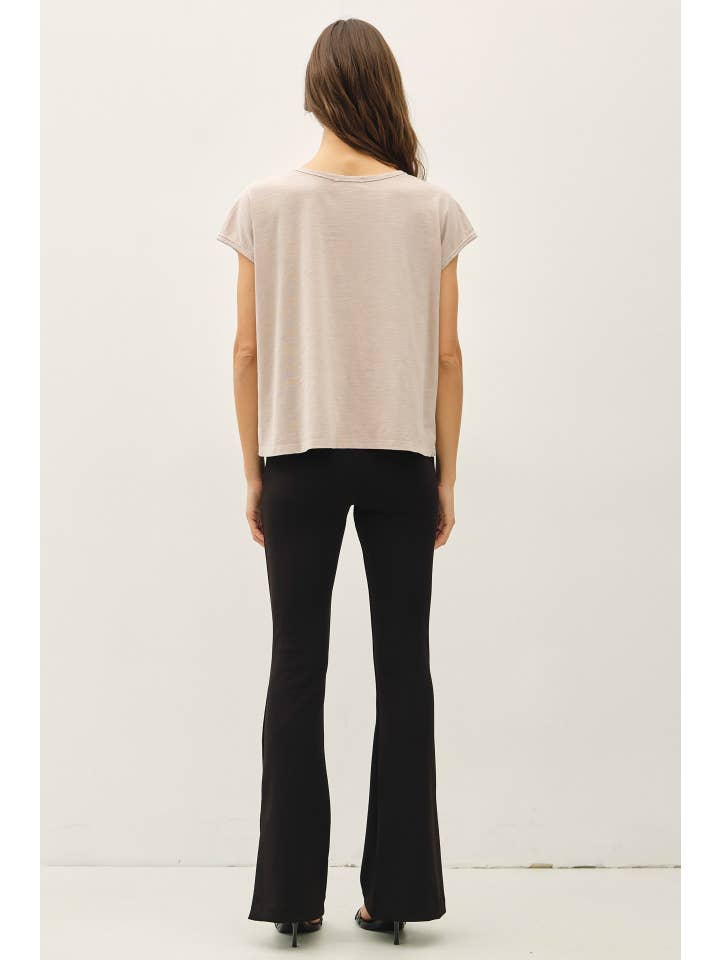 Garment Dye Oversize Cut Split-V Cotton Slub Tee