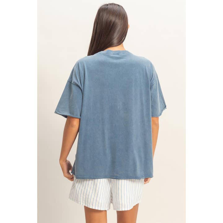 Double Zero Boxy Crew Neck T-Shirt in Navy - Little Miss Muffin Children & Home