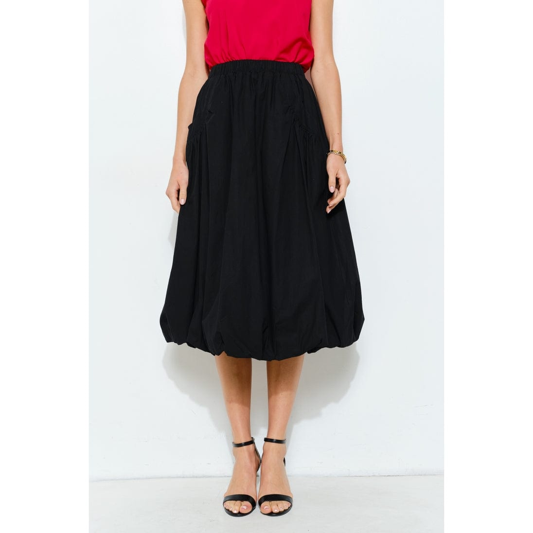 INA Balloon Hem Cotton Midi Skirt in Black - Little Miss Muffin Children & Home