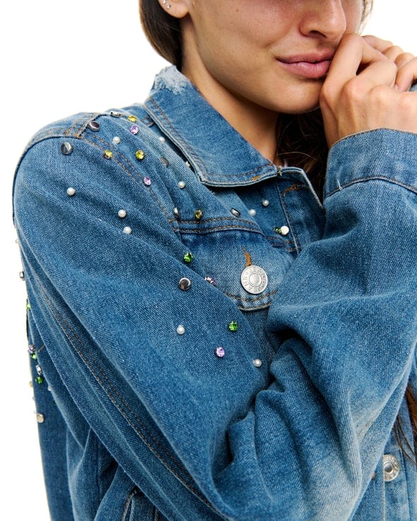 SongLily SongLily Mardi Gras King Cake Rhinestone Denim Jacket - Little Miss Muffin Children & Home