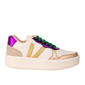 Maker's Shoes Mardi Gras Ivy Sneakers with Purple Trim