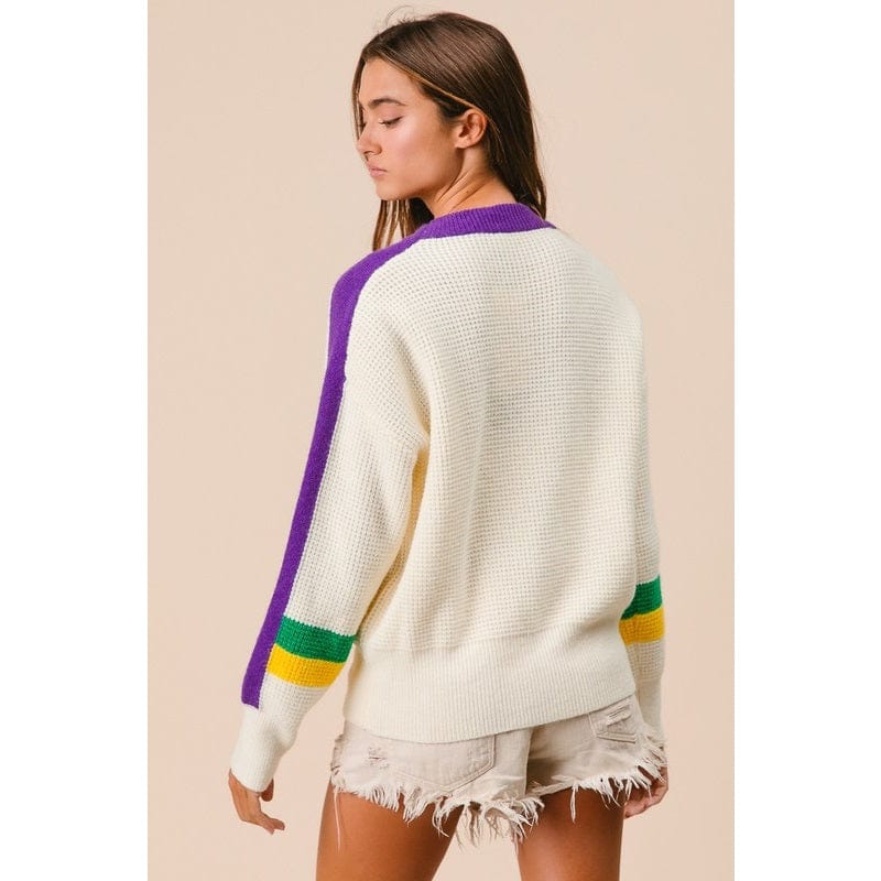 Ive Ive Mardi Gras Color Block Sweater - Little Miss Muffin Children & Home