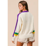 Ive Mardi Gras Color Block Sweater