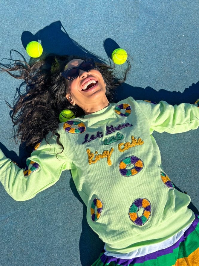 Mardi Gras Creations Mardi Gras Creations Adult LET THEM EAT KING CAKE Pullover - Little Miss Muffin Children & Home