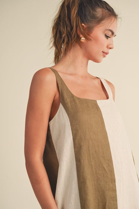 Color Block Linen Mini Dress Color Block Linen Mini Dress
